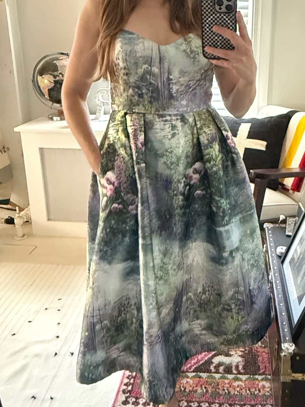 Monique Lhullier Garden Spaghetti Strap Midi Dress - Picture 2 of 5